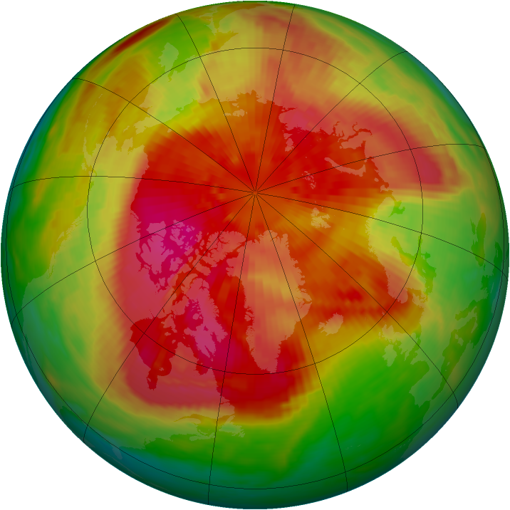 Arctic ozone map for 21 March 1989